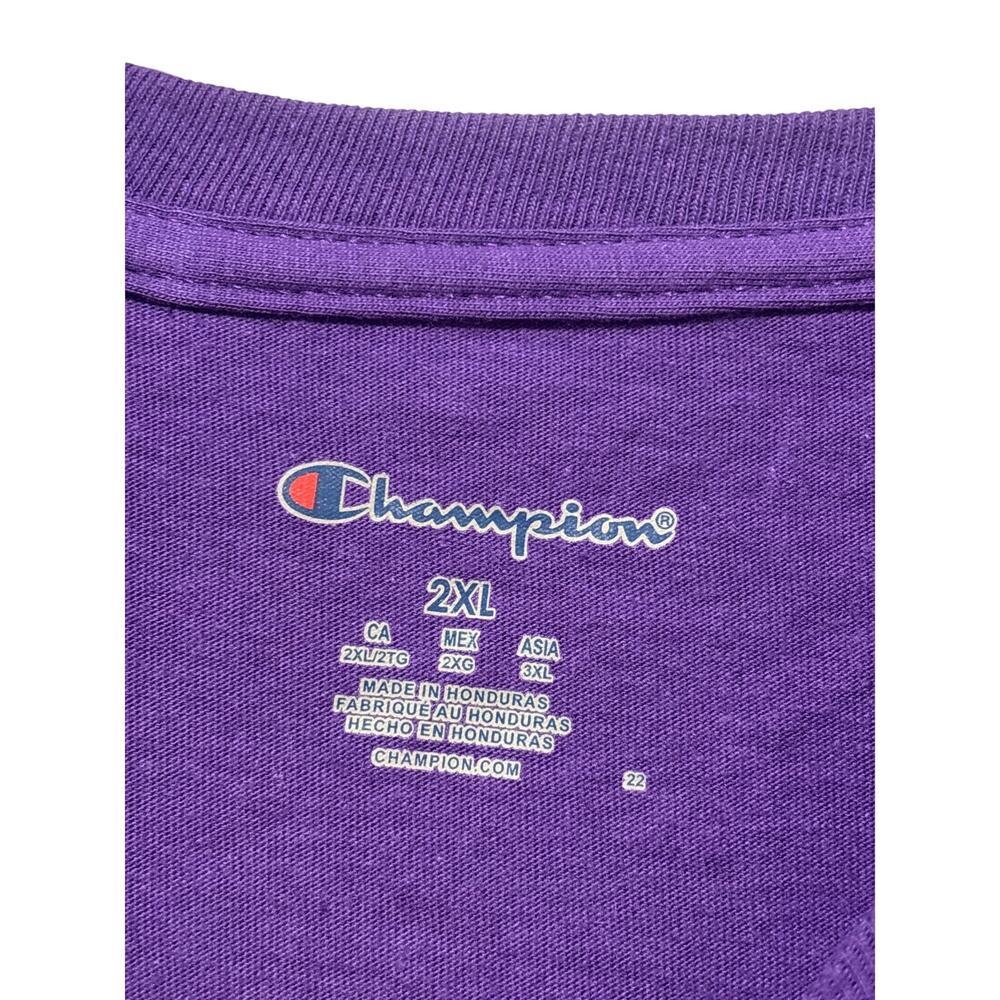 Champion Purple T-Shirt Men’s 2XL Big Logo Short Sleeve Crew Neck NWT Cotton - Picture 3 of 5